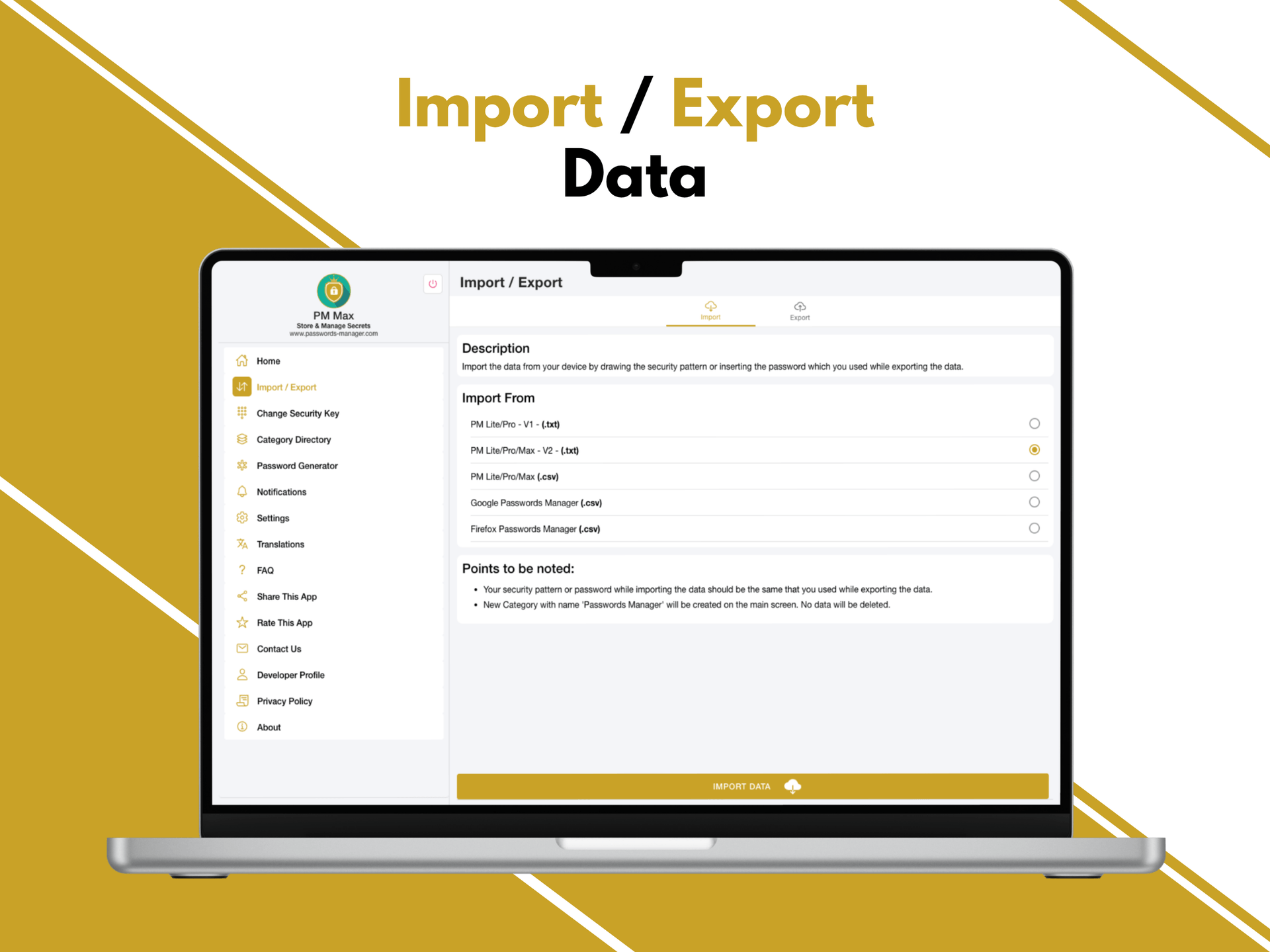 PM Max - Import and export